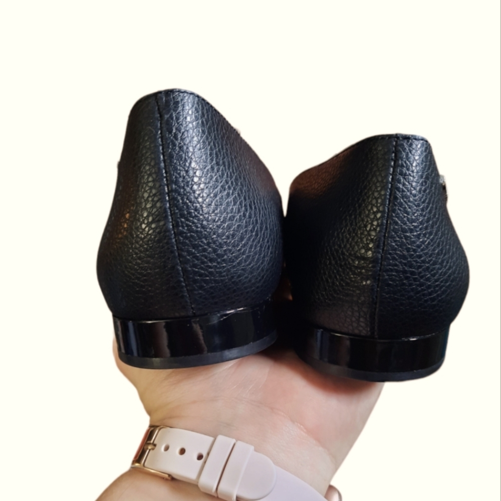 Calvin Klein Emerin Slip On Flats Dress Shoes Point Toe Pebbled Leather Black - Picture 6 of 10